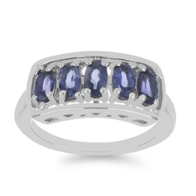 BUY STERLING SILVER  NATURAL IOLITE GEMSTONE CLUSTER RING 